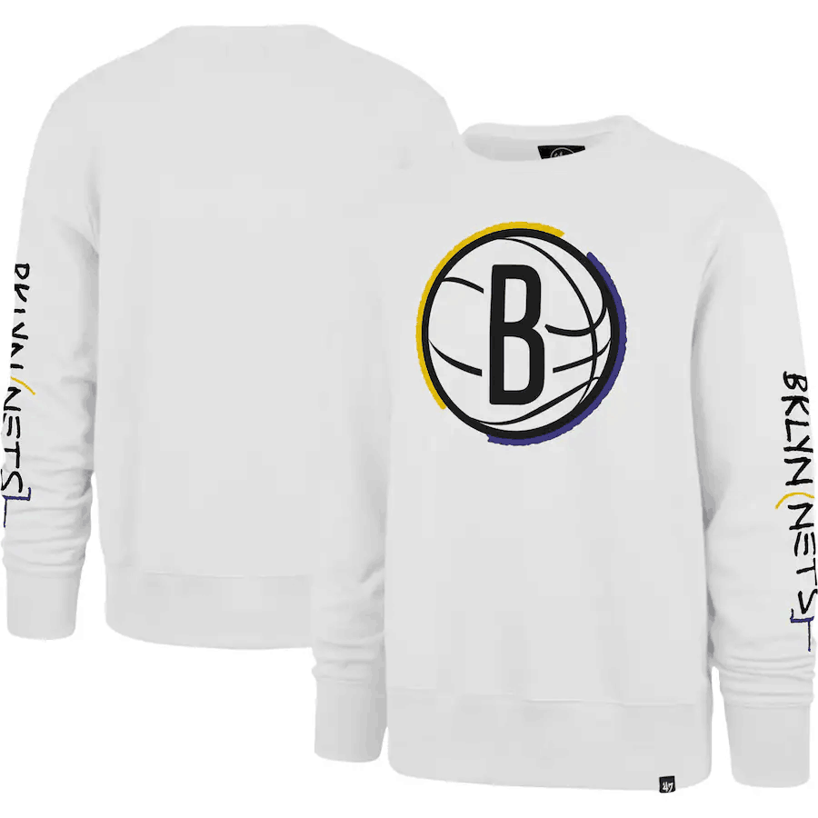 Men's Brooklyn Nets '47 White 2022/23 City Edition Two-Peat Headline Pullover Sweatshirt
